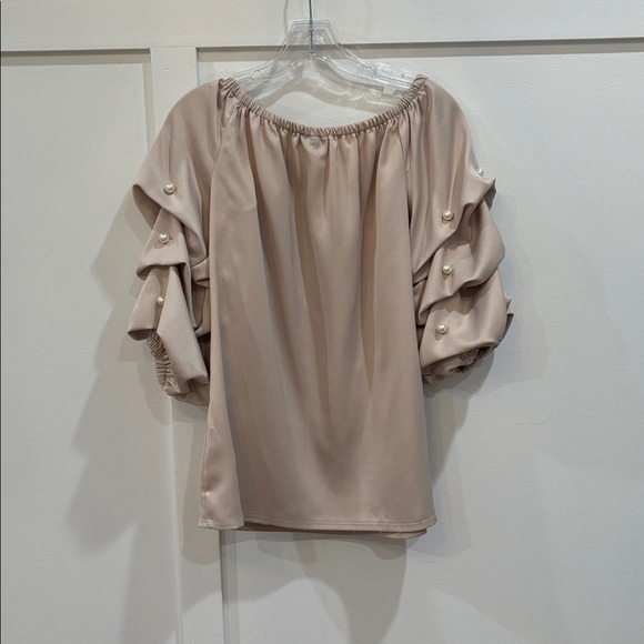 Roz & Ali Pearl-Embellished Blouse - Tan - Picture 5 of 5